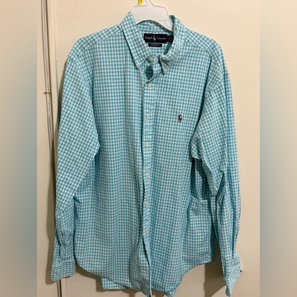 Ralph Lauren Other - Ralph Lauren Shirt Men's XL Blue Gingham Plaid Classic Fit Preppy Flesh Pony